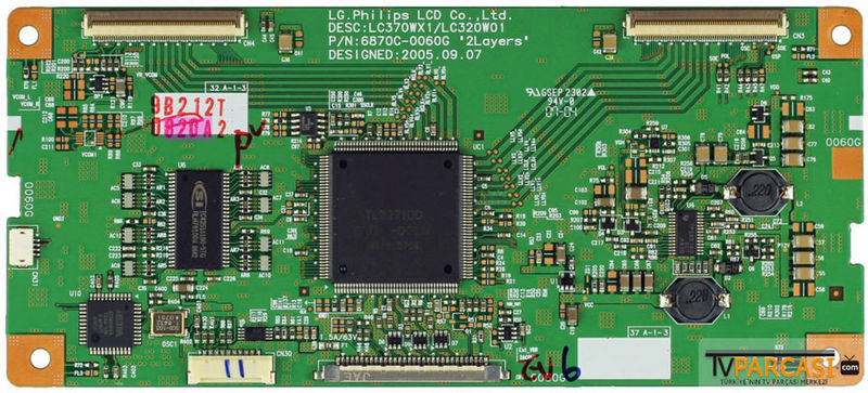  6871l-0820a, 0820a, 6870c-0060g, Lc370wx1, Lc320w01, T-con Board, Lg Philips, Lc320w01-sl22, 6900l-0089t, Toshiba 32c3031d